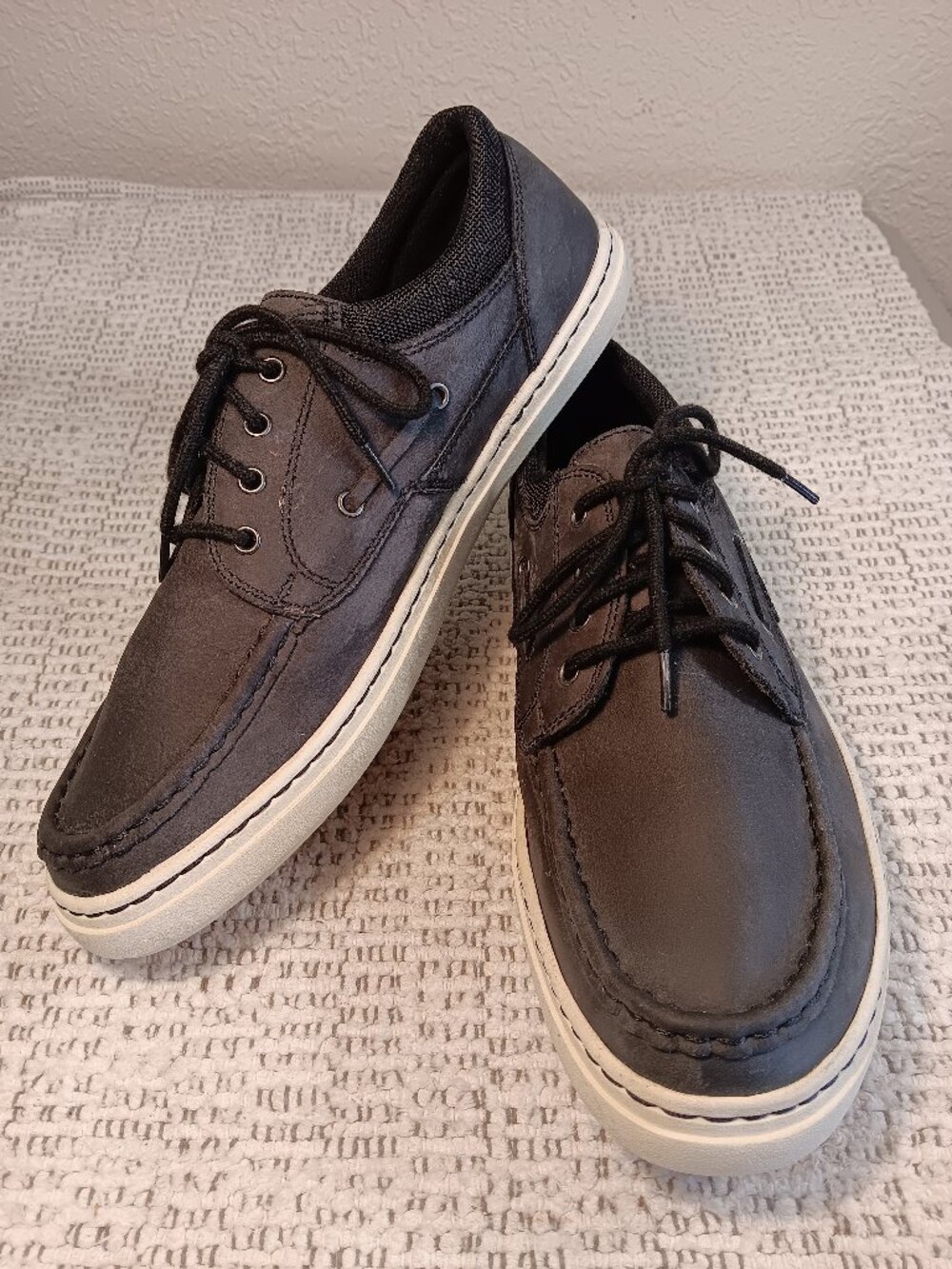 Sebago men's 'Winhall' dark gray leather boat deck shoes sz 12 Medium